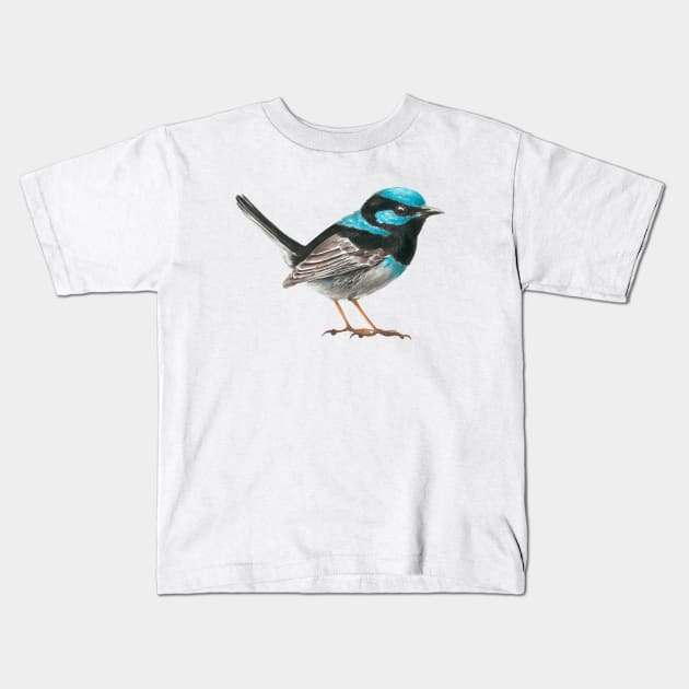 Fairy wren bird Kids T-Shirt by katerinamk